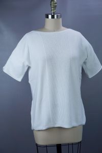 NOS White Cotton Knit Short Sleeve Sweater by Pendleton, Sz XL