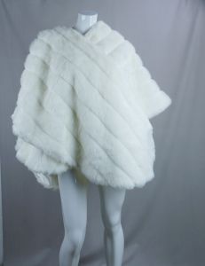 White Faux Fur Stole - Evening Wrap by Oleg Cassini - Fashionconservatory.com