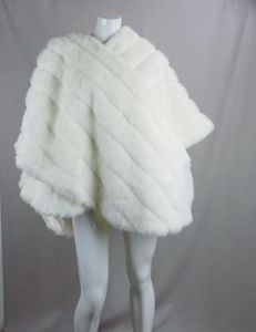 Vintage 90s White Faux Fur Stole, Evening Wrap by Oleg Cassini - Fashionconservatory.com