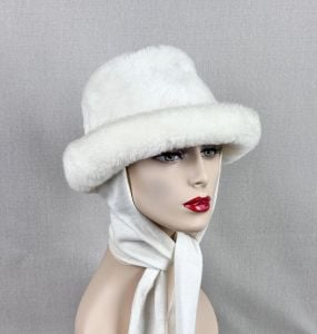 Vintage Winter White Faux Fur Scarf Hat - Fashionconservatory.com