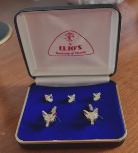 Vtg Deadstock Wolf Head Cuff Links and Shirt Studs, UVA