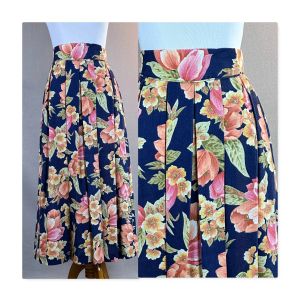 Vtg Floral High Waist Midi Skirt by Worthington, Sz 10