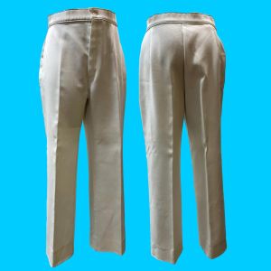 1970s JC Penney White Polyester Flare Pants | 32'' Waist