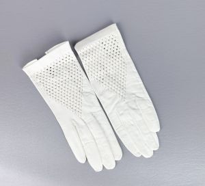 White G.F. Granata Ladies Kid Leather Gloves Roma Size 6 Deadstock