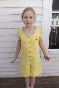 60s Girls Yellow Mod Jumper Romper Shorts Vintage Meadowlark 10
