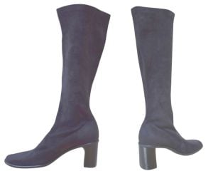 2000s Franco Sarte Black Stretch Suede Knee High Boots, Size 7.5 - Fashionconservatory.com