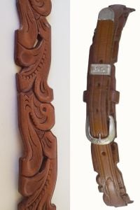 70s Hand Tooled Leather Belt, Scalloped Swans Swirl Pattern, Unisex Sizing, Women XL, Men M to L