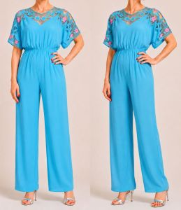 1990s Bali Crochet Embroidered Cutwork Jumpsuit, Turquoise Blue, New With Tags, NWT, Size M to L