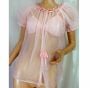 Pink Sheer Nylon Baby Doll Nightie Vintage 1960s Peignoir 3 Piece Set Lisette