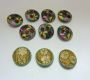 Two Sets Antique Floral Metal Shank Buttons, Victorian Style Sewing Notions (1 inch)