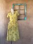 1940s Silk Day Dress Queen Anne's Lace Novelty Print Sz S