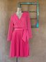 1960s Pink Lace Mini Dress Pleated Skirt Sz L B38 40