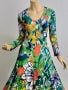 Vtg 1970s floral design printed flared Maxi dress Hostess 