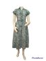 Semi sheer turquoise and white floral print dress with original belt