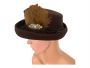 Brown Wool Hat Neumann Endler Feathers Rhinestones 
