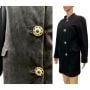 60s 70s Black Soft Kid Suede 3/4 Coat Jacket w Beautiful Buttons