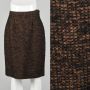 Small 1960s Skirt Brown Black Wool Tweed Bouclé Pencil Knee Length Fall Winter