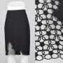 Large 1990s Armani Collezioni Pencil Skirt Wool Black Straight Skirt Floral Embroidered Lace Cut Out