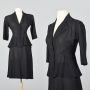 XXS 1940s Sheer Black Skirt Suit Fitted Blazer Jacket High Waisted Summer Set