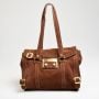2000s Brown Suede Prada Satchel Chunky Gold Tone Hardware Shoulder Bag Leather Purse