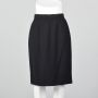 Medium 1990s Chanel Boutique Black Wool Pencil Skirt Classic Straight Wool Separates
