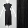 XS 1960s Asymmetric Fringe Dress Cocktail Fringed Party Dress Classic Little Black Dress