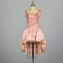 XS 1940s Pink Satin Peplum Top Hi-Lo Hourglass Over Dress Old Hollywood Glamorous Bobshell 