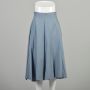 Medium 1970s Blue Skirt Welted Pockets Tea Length Midi A Line Office Business Casual 