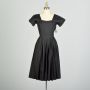 XS 1950s Little Black Dress Short Sleeve Pintuck Cocktail LBD