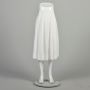 XXS 1950s Linen Skirt White Tea Length Midi A Line Classic Pin Up Rockabilly Timeless Elegant Skirt 