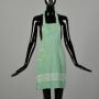 1930s Green Polka Dot Feed Flour Sack Apron w/ Yellow Trim and Pockets