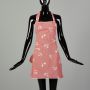 1940s Red Polka Dot Floral Full Halter Apron w/Ruffles