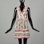 1950s Floral Halter Style Full Apron with Red Rikrak Trim