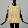 Yellow, Orange, & Blue Floral 1960s Kitchen Apron Artist Smock w/Pockets & Snap Front