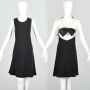 Medium 1980s Black Victor Costa Sexy Pearl Back LBD Cocktail Dress