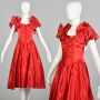 Small 1980s Steppin' Out Lipstick Red Satin Party Prom Dress