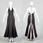 Medium Y2K Black Mermaid Pink Train Skirt Corset Laced Back Prom Evening Dress