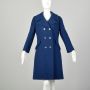 Small 1960s Coat Blue Mod Double Breasted Wool Tweed Winter Outerwear