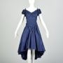 Medium 1980s Blue Off-Shoulder Hi-Low Hem Cocktail Party Evening Dress