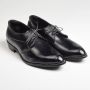 Sz9.5 1960s Black Leather Derby Shoes Classic Lace-Up Shoe Deadstock VTG