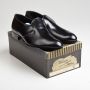 Sz9.5 1960s Black Leather Formal Slip-on Classic Dress Shoe Deadstock VTG