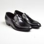 Sz9 1960s Black Slip-On Leather Loafers Vintage Classic Dress Shoes