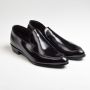 Sz10.5 1960s Milano Black Leather Loafers Vintage Slip-On Shoes