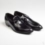 Sz11 1960s Black Leather Thomas Loafers Vintage Slim Toe Shoe