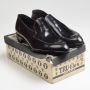 Sz10.5 1960s Black Leather Vintage Loafers Deadstock Slip-On Slim Toe Shoes