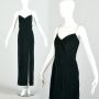 Large 1990s Forest Green Velvet Rhinestone Classic Formal Prom Dress