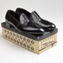 Sz14 1960s Black Leather Loafers Vintage Deadstock Slip-On Shoes