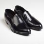 Sz8.5 1960s Black Leather Loafer Classic Slip-On Shoe Topstitched Deadstock VTG