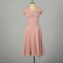Large 1950s Dress Pink Pleated Lace Rhinestone