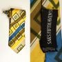1970s Saks Fifth Avenue Necktie Blue Yellow Brown Diagonal Stripe